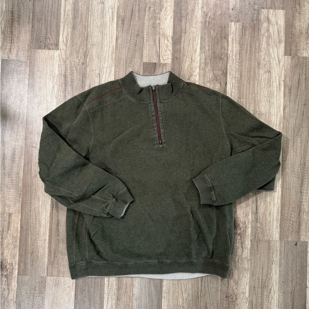 Tommy Bahama Olive Green Half-Zip Sweater